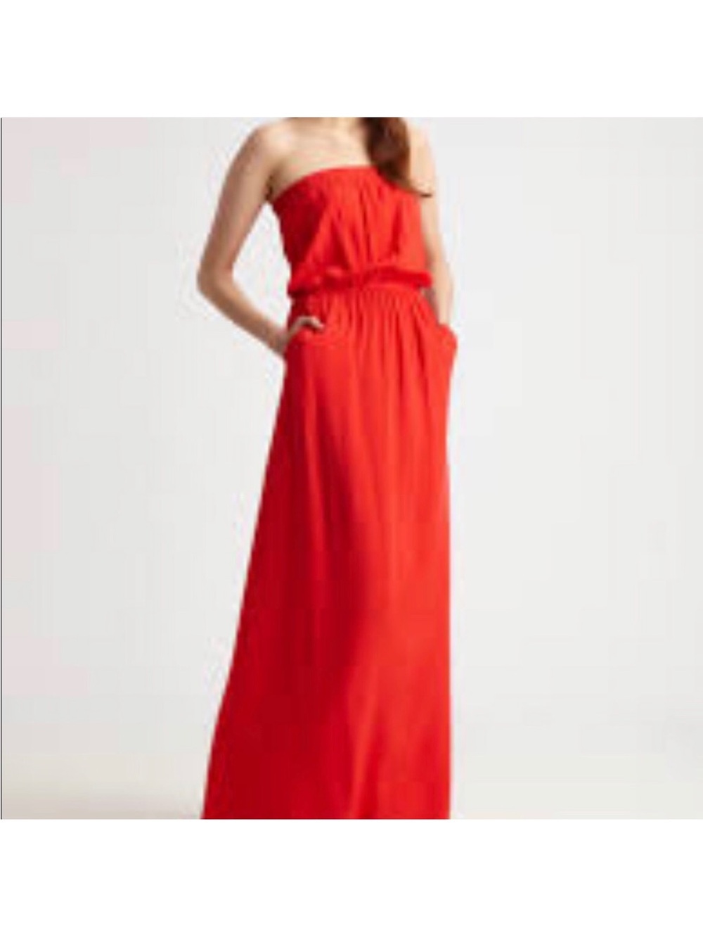 Splendid Strapless Red Maxi Dress with Elastic Waist Size Medium